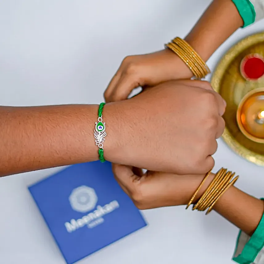 Sneh Silver Morpankh Krishna Rakhi