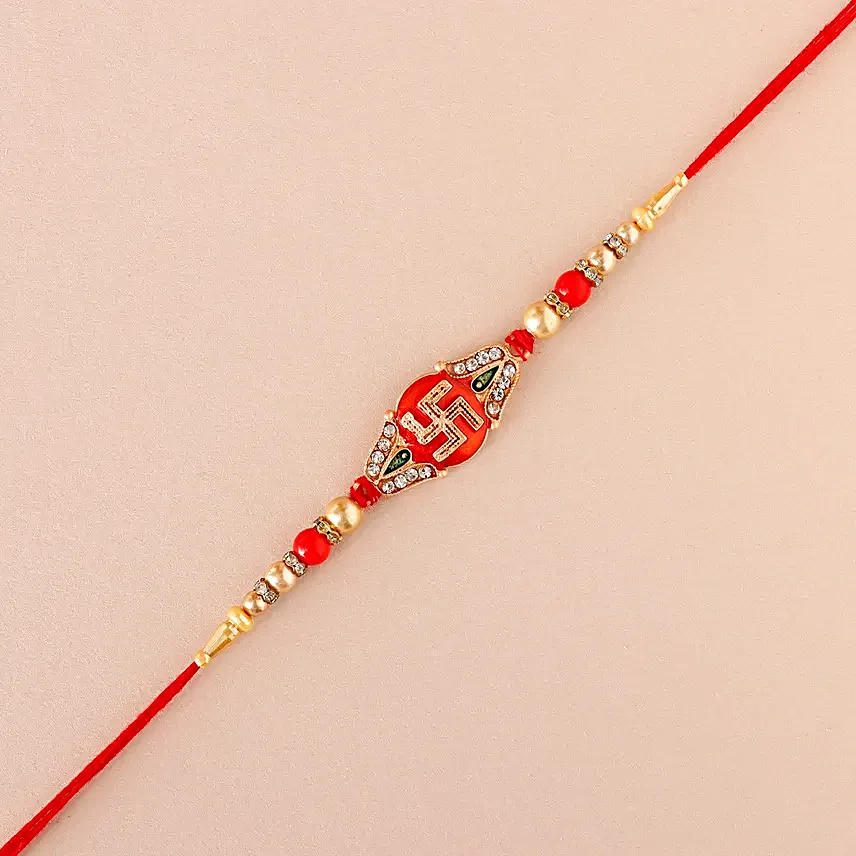 Sneh Swastik Diamond Red Rakhi