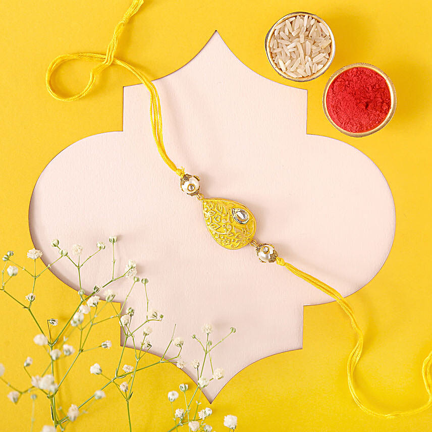Sneh Traditional Teardrop Yellow Rakhi