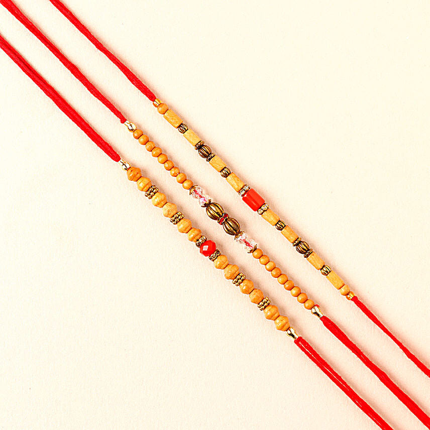 Sneh Wooden Beads Rakhi Set Of 3