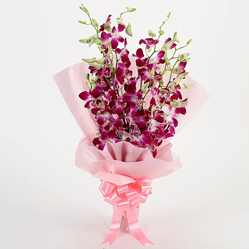 Bunch of 6 purple orchids