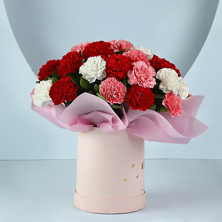 Spring Love Mixed Carnations Pink Box