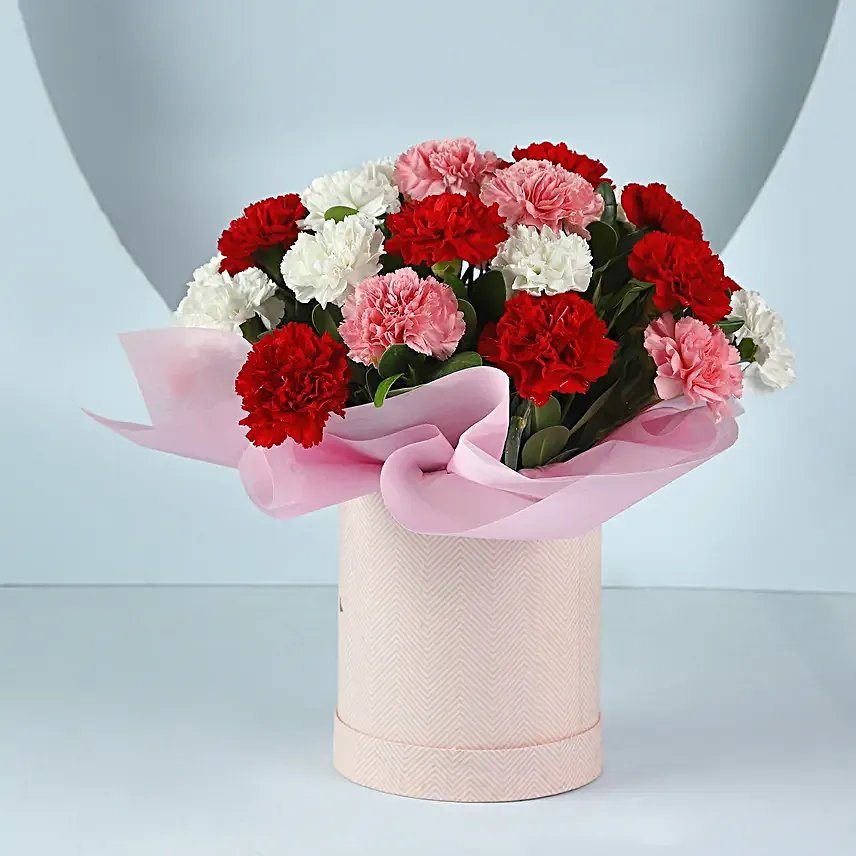 Spring Love Mixed Carnations Pink Box