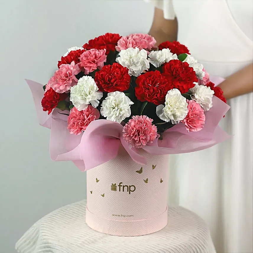 Spring Love Mixed Carnations Pink Box