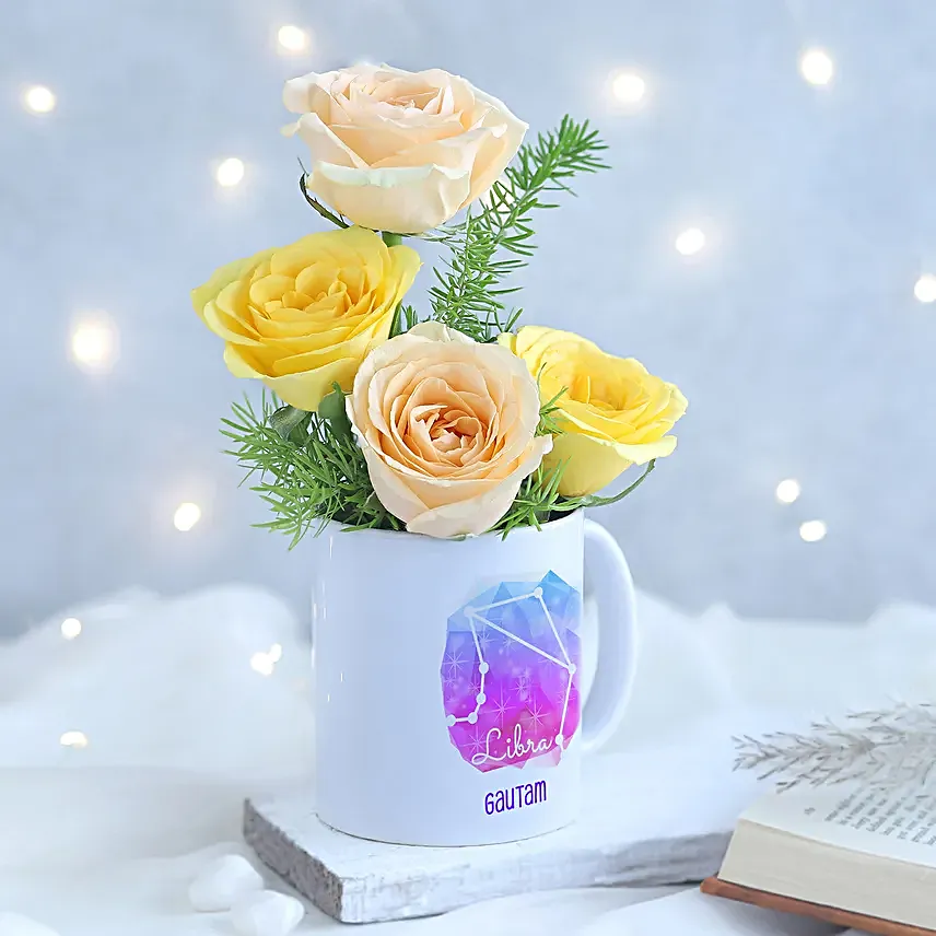 Sunkissed Roses Libra Personalised Mug