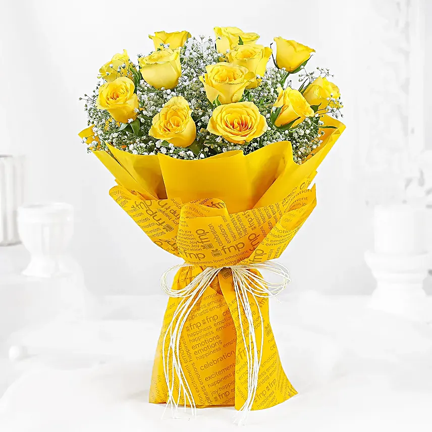 Sunshine Delivered Roses Bouquet Truffle Cake