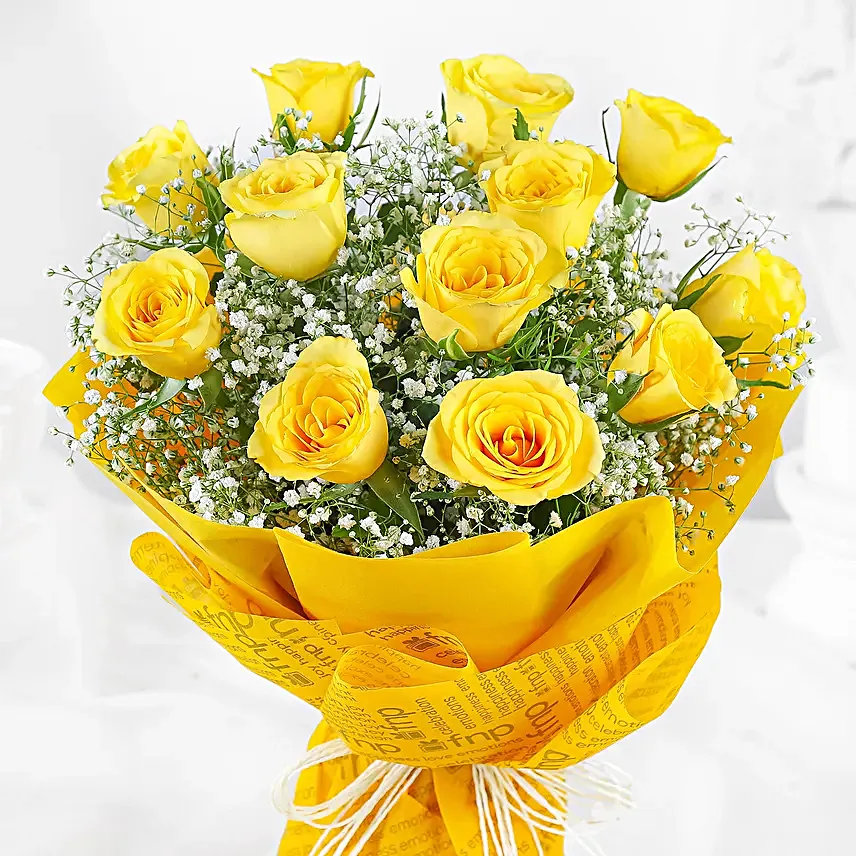Sunshine Delivered Roses Bouquet Truffle Cake