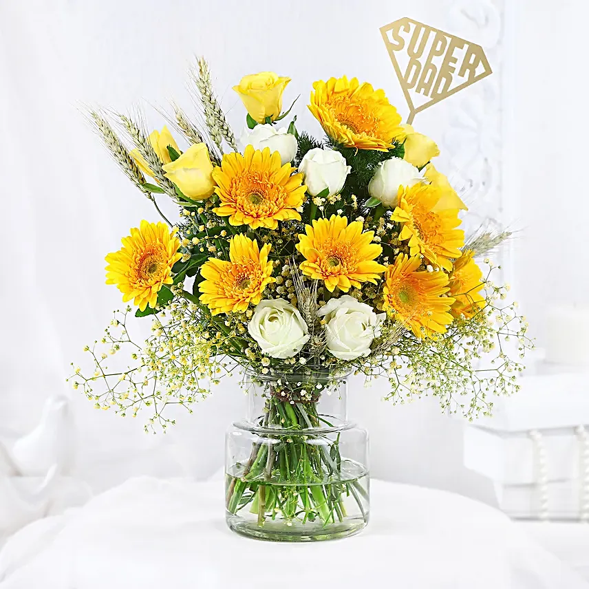 Sunshine Floral Jar For Super Dad