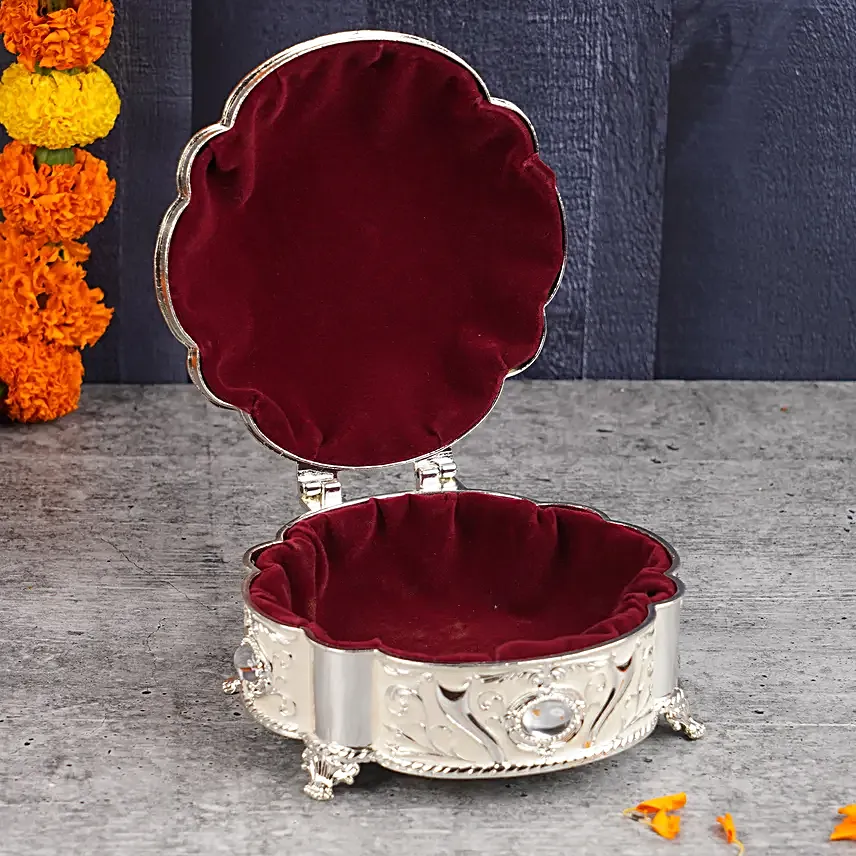 Surya Kiran Ratna Rakhi N Almonds Silver Box