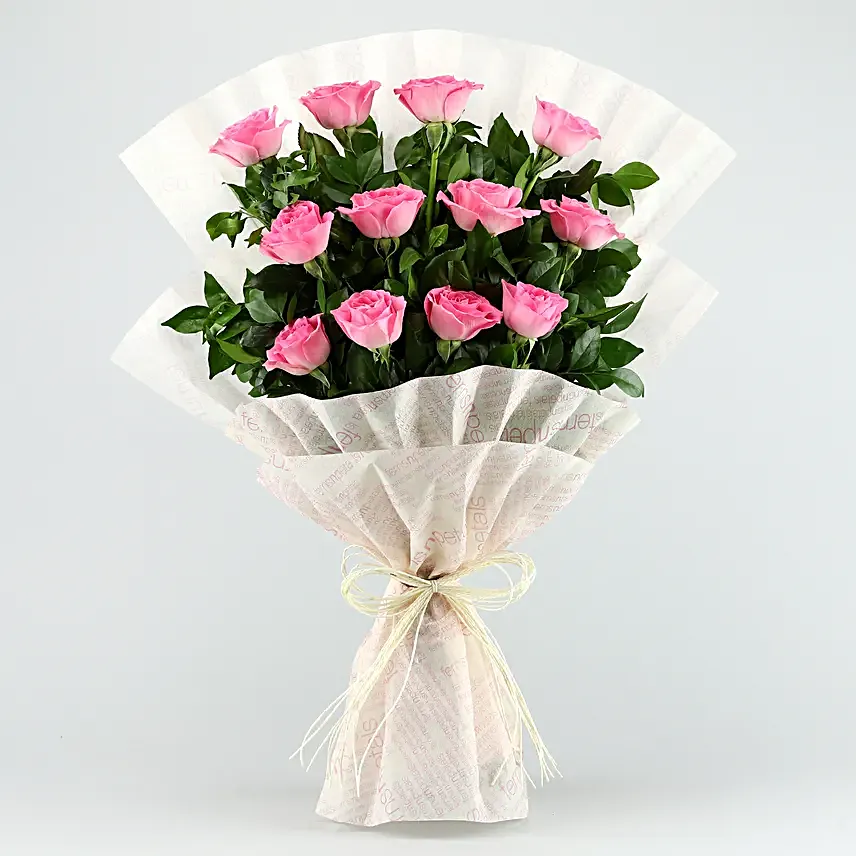 Sweet Memories Pink Roses Bouquet Chocolate Cake