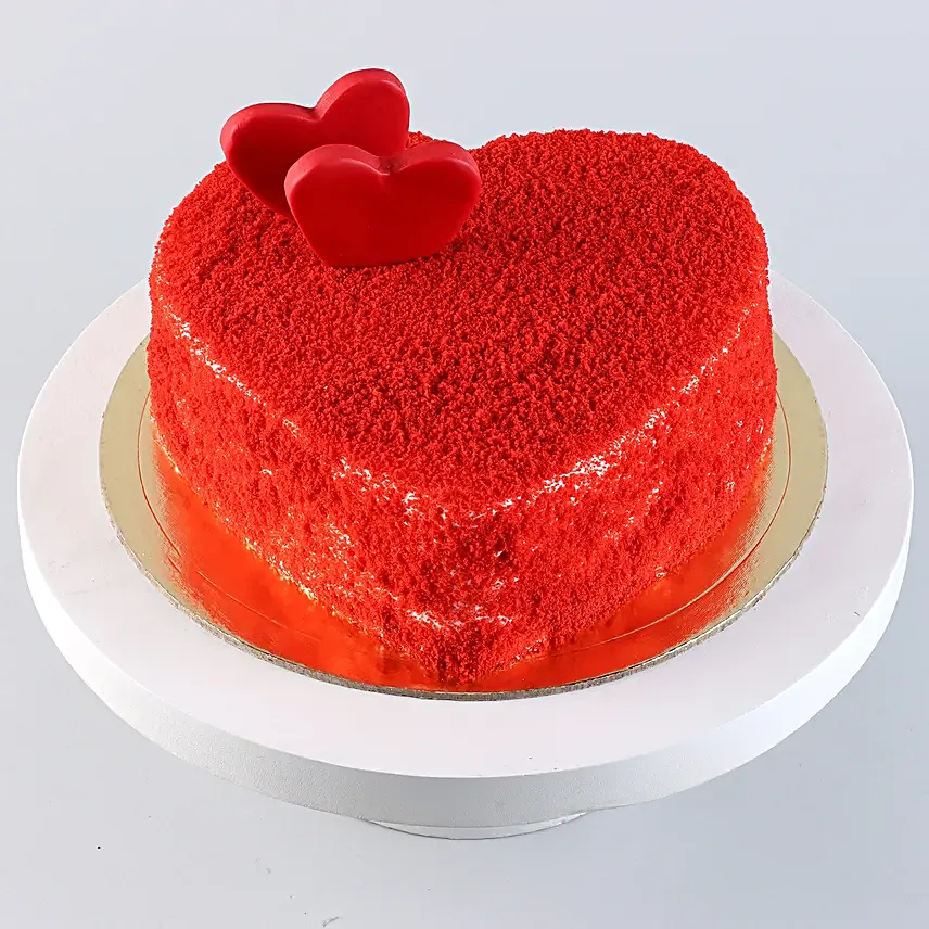 Sweet Red Heart Velvet Cake Eggless Half Kg