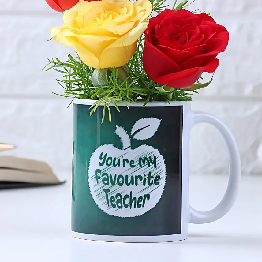Teachers Day Mug of Joyful Roses