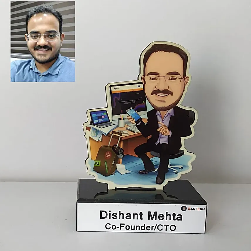 Tech Whiz Giggle Guru Caricature