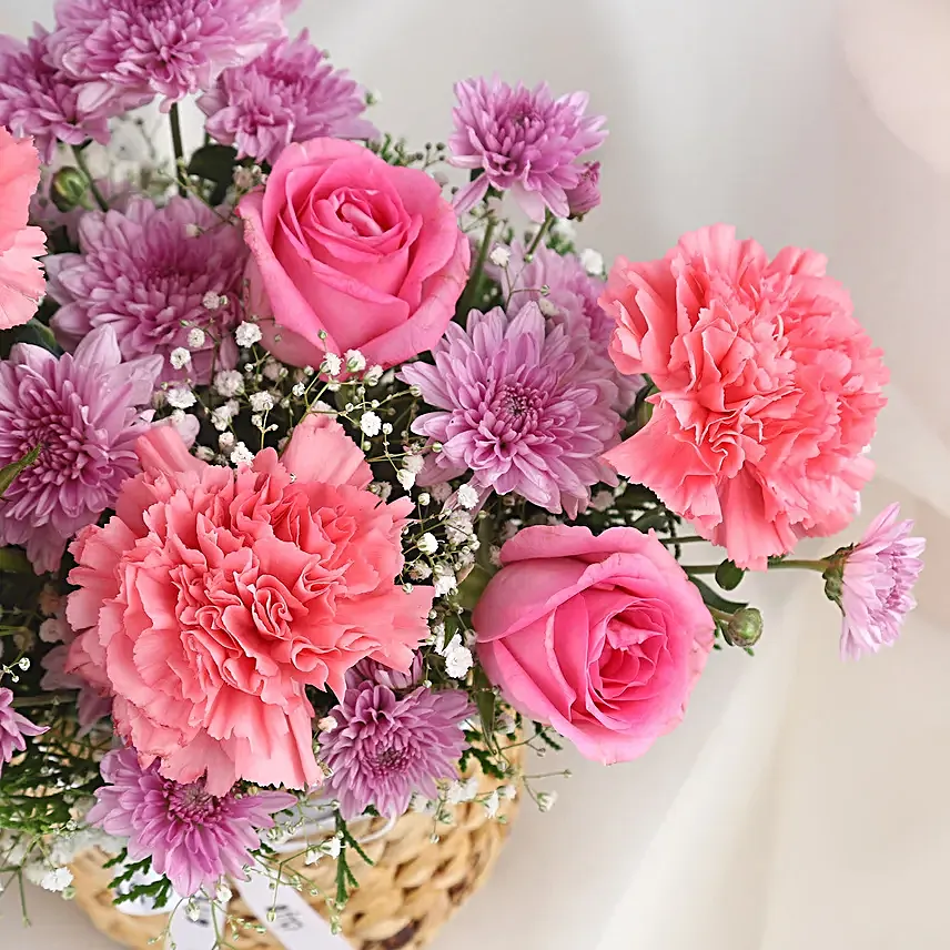 Tender Carnation and Rose Tribute For Mom