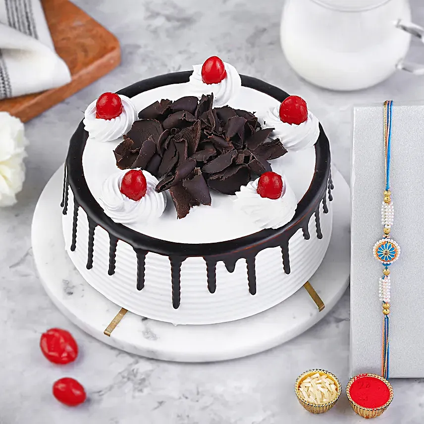 The Royal Elegance Meenakari Rakhi N Black Forest Cake