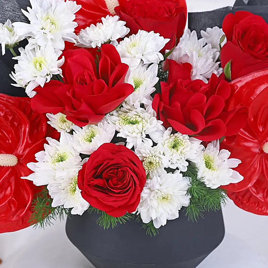 Timeless Red Rose N Anthurium Elegance