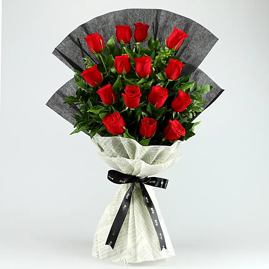 Touch Of Luxury Red Roses Bouquet Truffle Cake