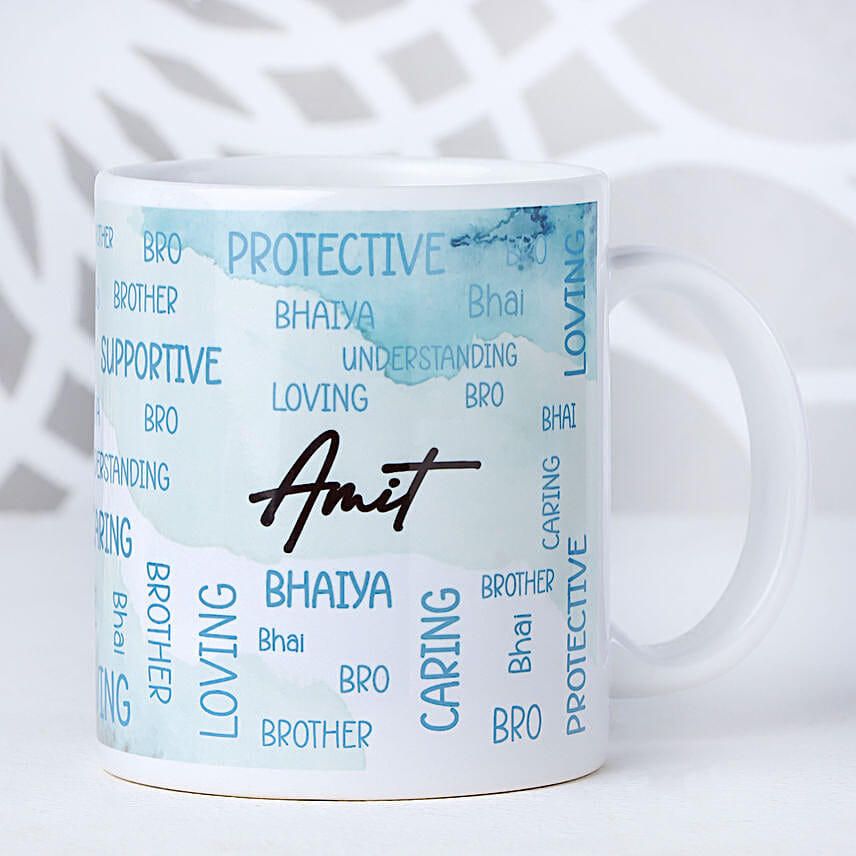 Traditional Pearls Rakhi N Personalised Name Mug Gift