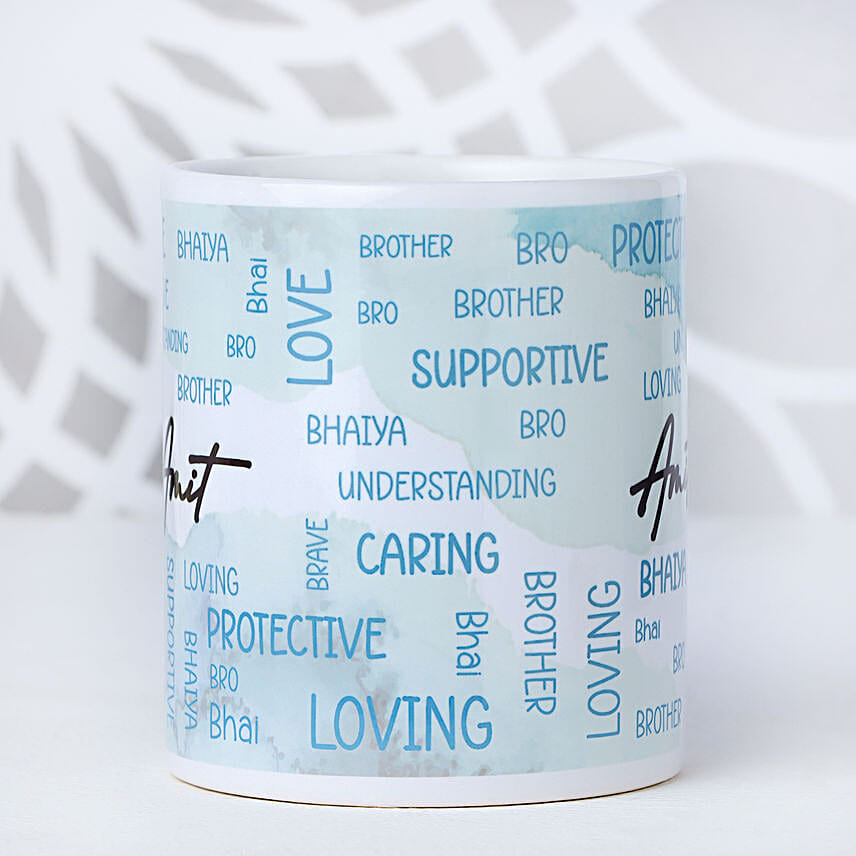 Traditional Pearls Rakhi N Personalised Name Mug Gift