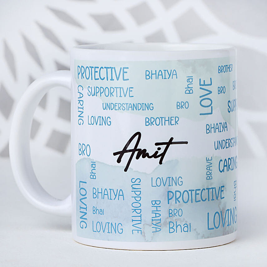 Traditional Pearls Rakhi N Personalised Name Mug Gift