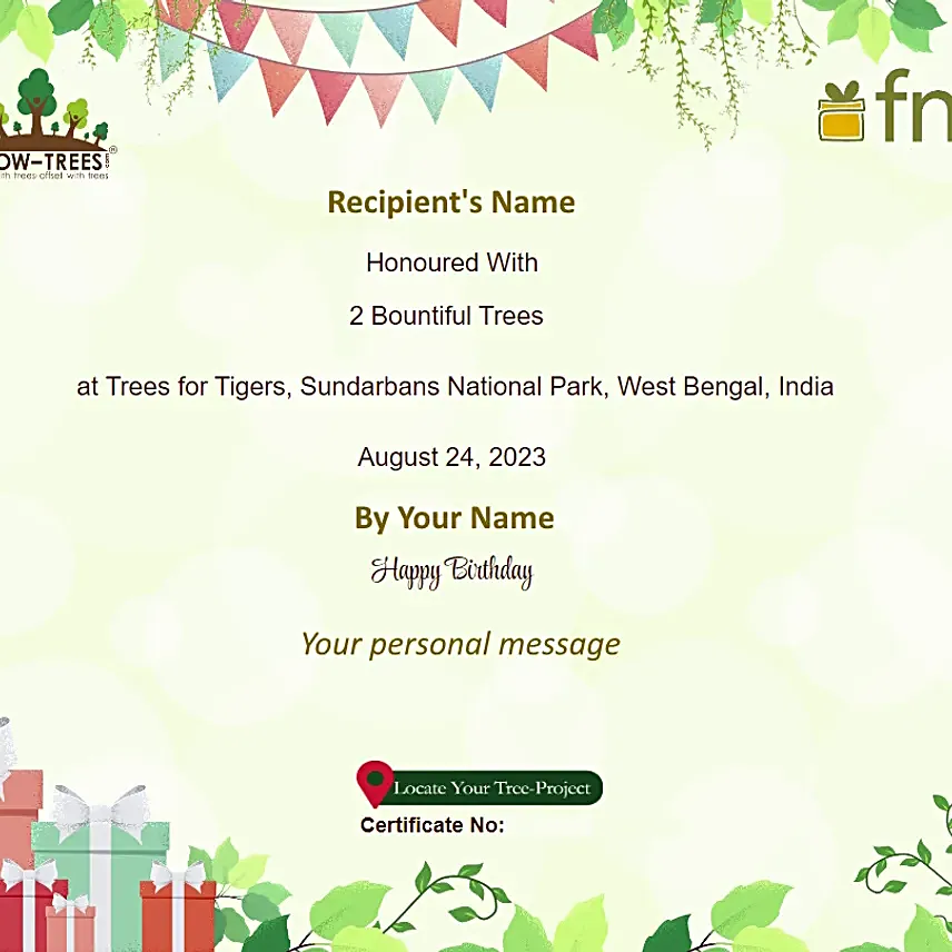 Tree Plant Sapling Set of 2 Happy Birthday For Delhi