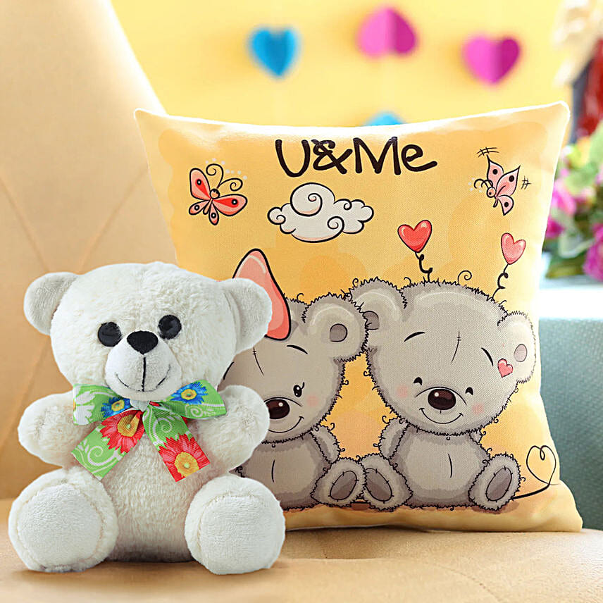 Teddy and Cushion Combo For Teddy Day
