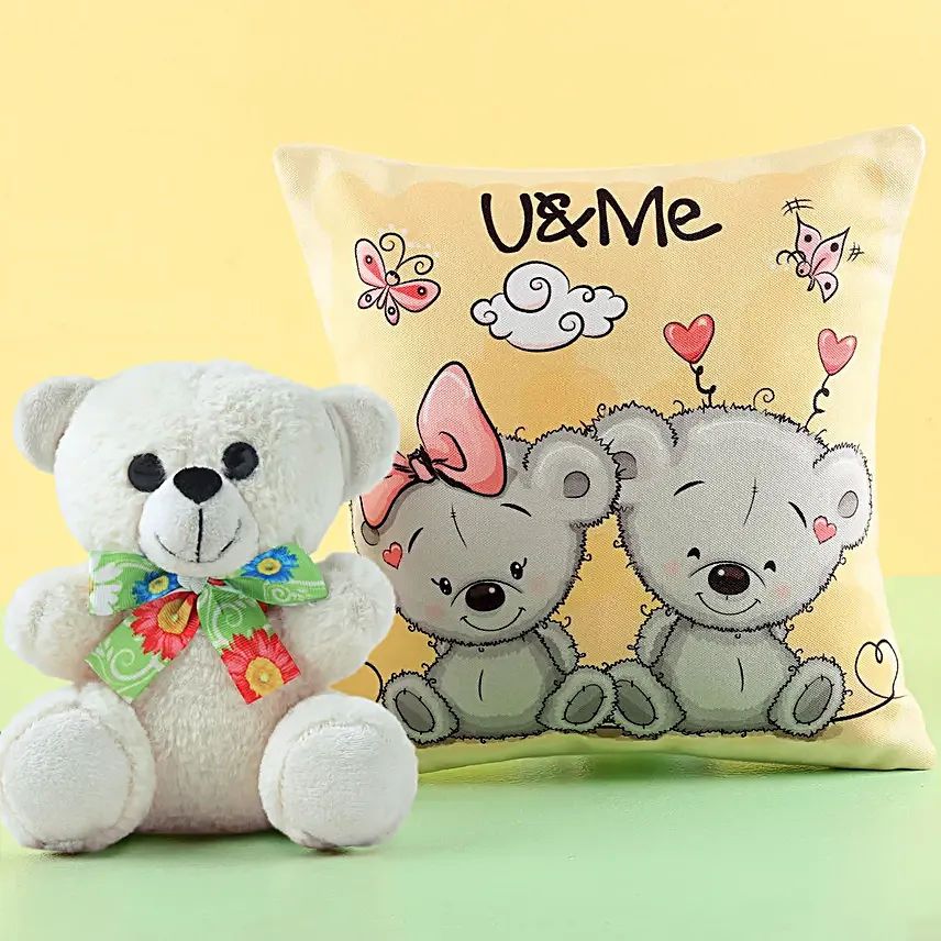 Teddy and Cushion Combo For Teddy Day