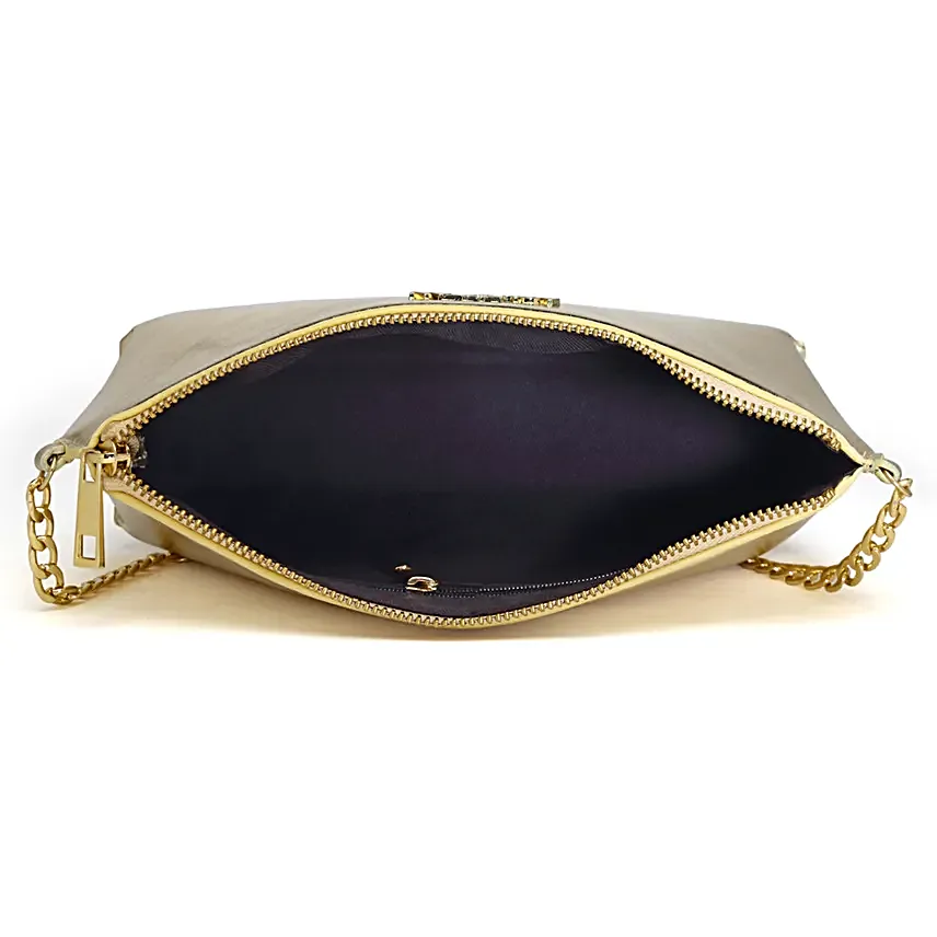 Vegan Leather Metallic Gold Crossbody Sling Bag