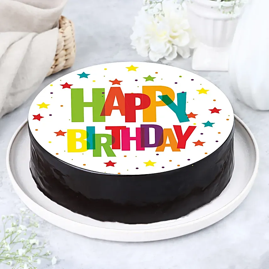 Vibrant Birthday Chocolate Photo Cake Half Kg