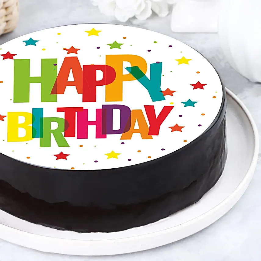 Vibrant Birthday Chocolate Photo Cake Half Kg
