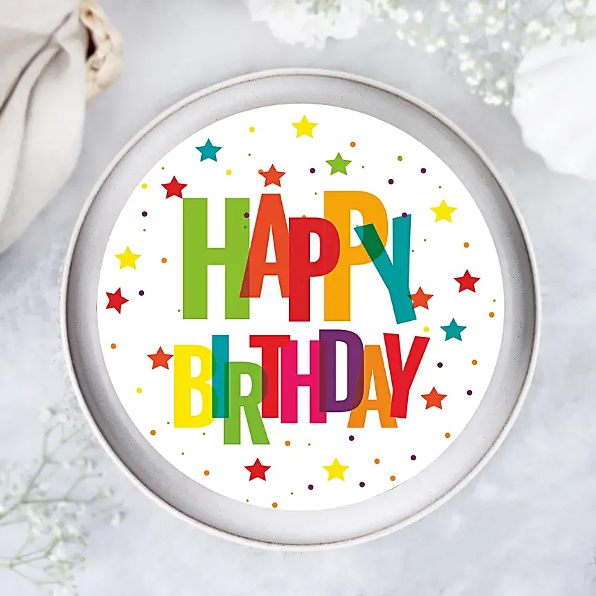 Vibrant Birthday Chocolate Photo Cake Half Kg
