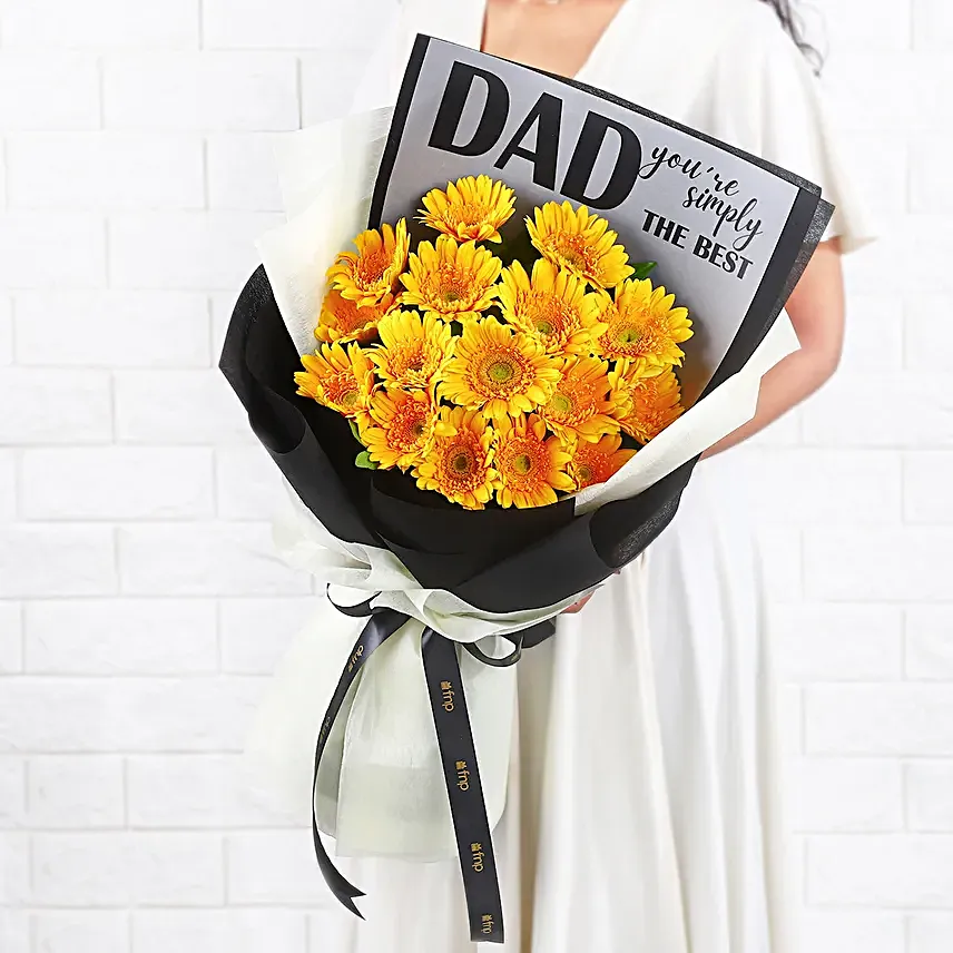 Vibrant Gerbera Bouquet For Best Dad