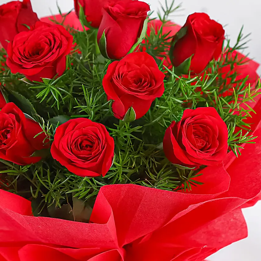 Vivid - Bunch of 10 Red Roses.