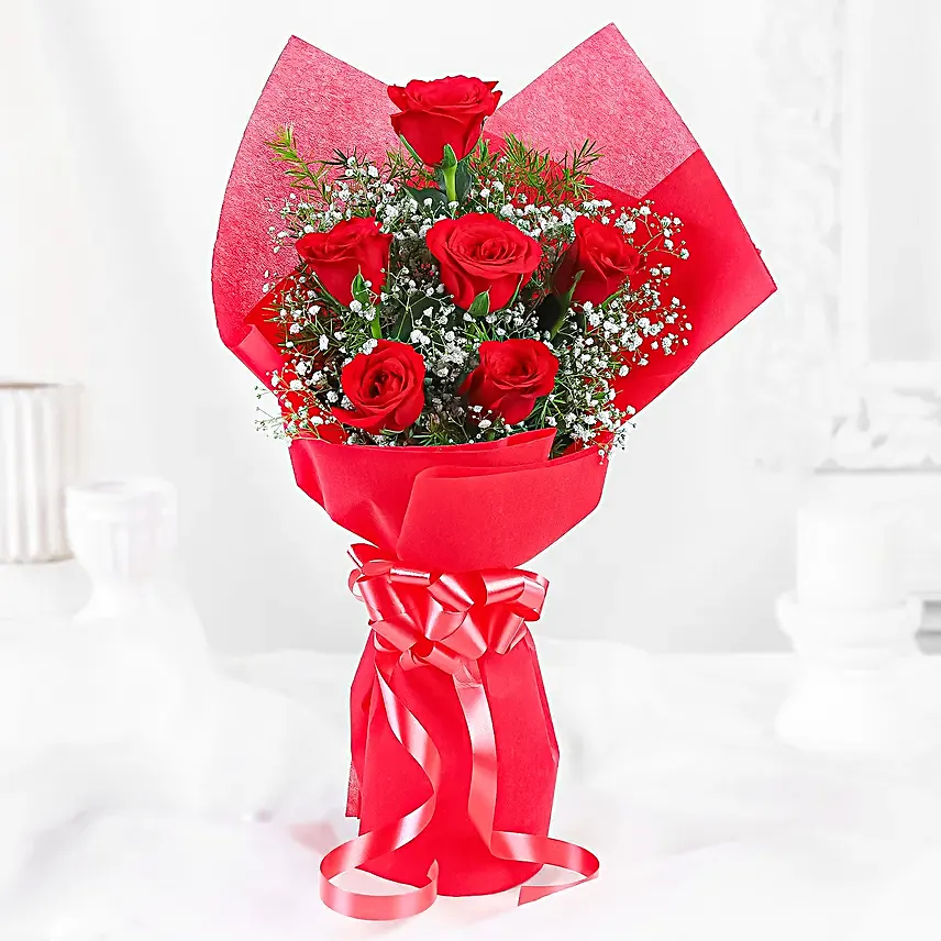 Vivid Love 6 Red Roses Bouquets