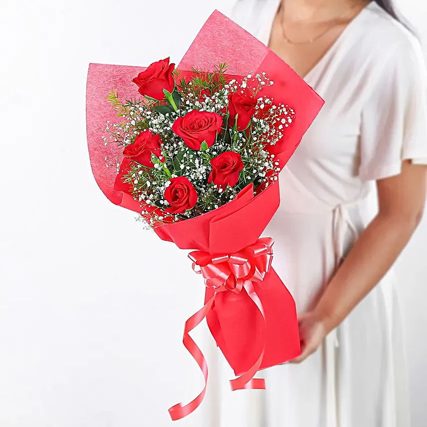 Vivid Love 6 Red Roses Bouquets
