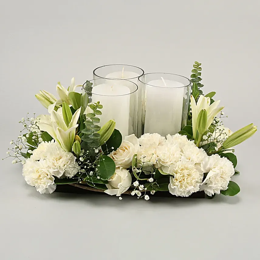 gorgeous flower in wooden tray