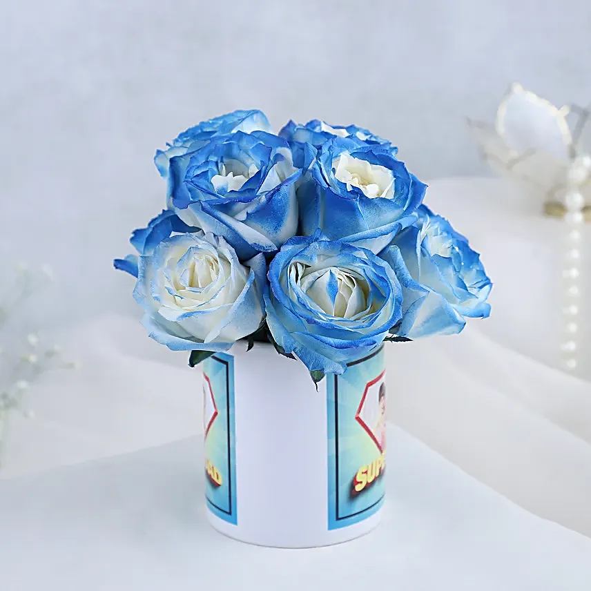 White Sprayed Roses In Fathers Day Personalised Mug