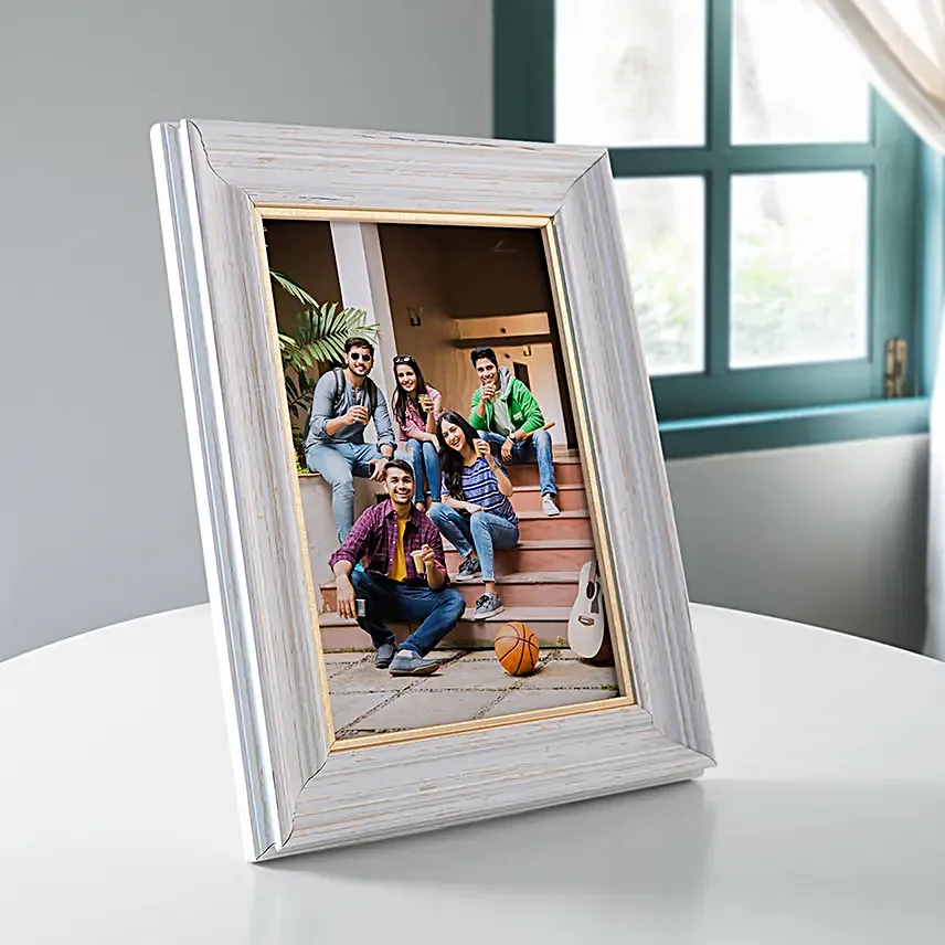 Wooden White Table Top Photo Frame