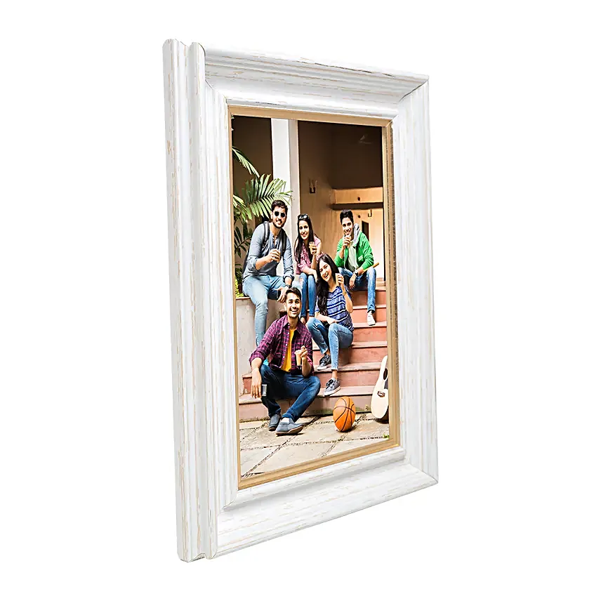 Wooden White Table Top Photo Frame