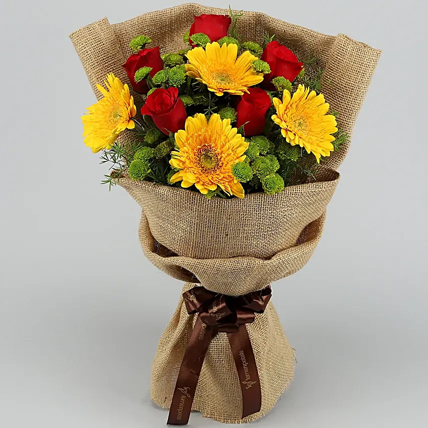 Yellow Gerberas Bouquet & Diyas