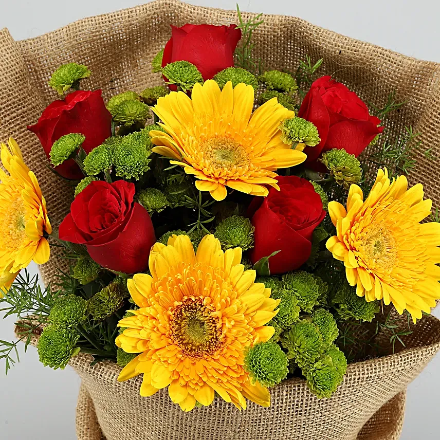 Yellow Gerberas Bouquet & Diyas