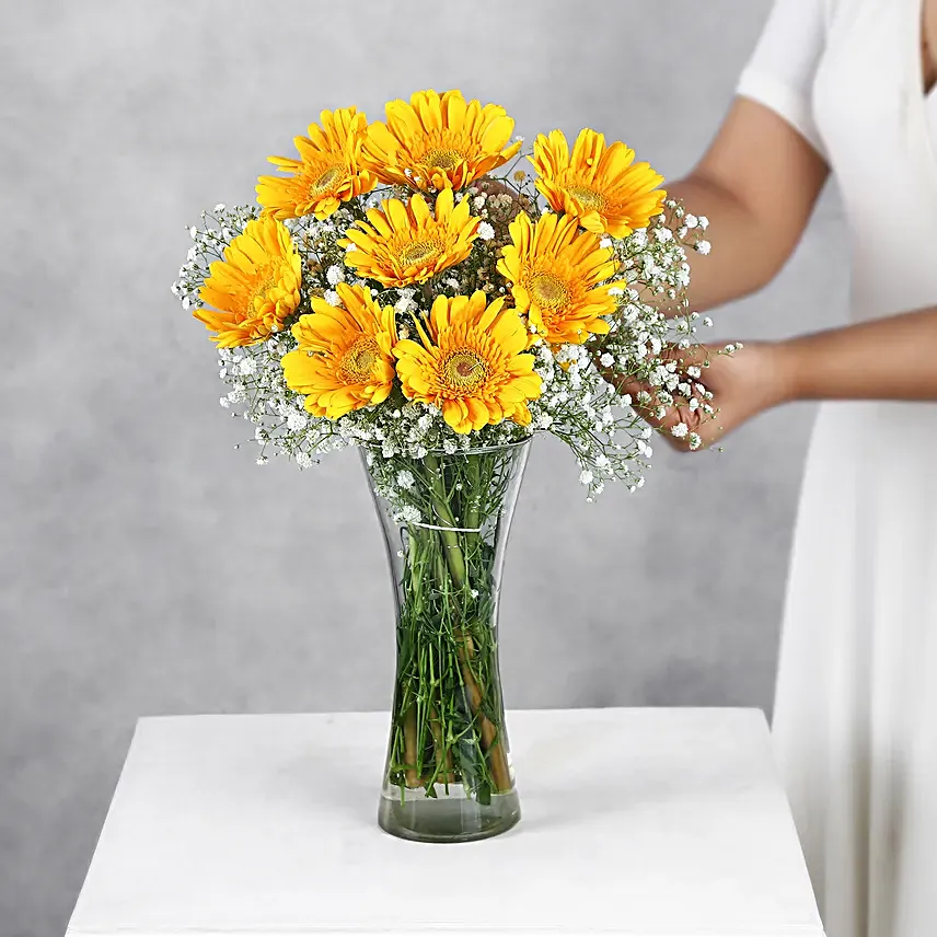 Yellow Mystique Gerbera Vase