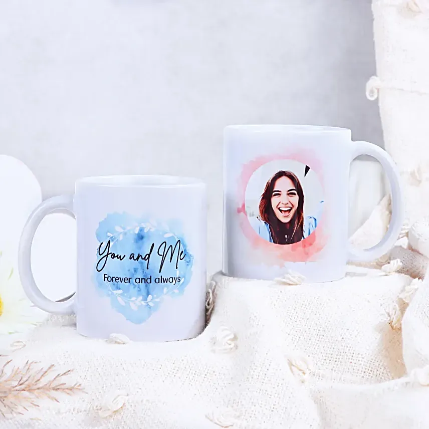 You and me forever personalised mug set