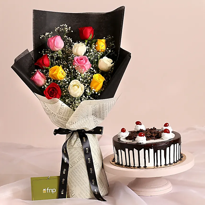 Young Love Colourful Bouquet Black Forest Cake