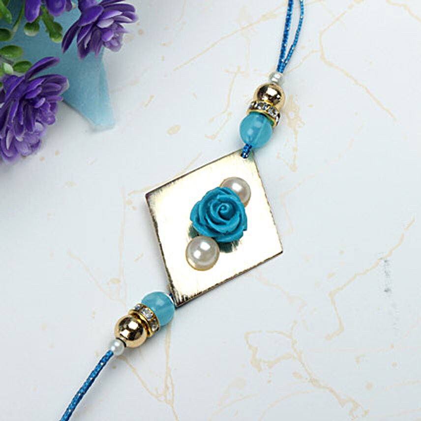 Blue Rose with Pearl Rakhi LEB