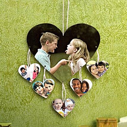 Personalized hanging heart shaped photo frame