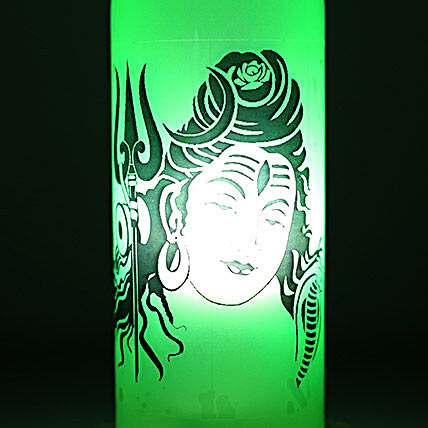 Lord Shiva Lamp-1 green coloured lord Shiva bottle lamp:Bottle Lamp