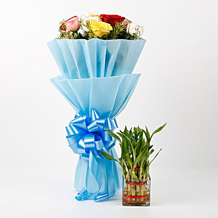 lovely roses bouquet with plants