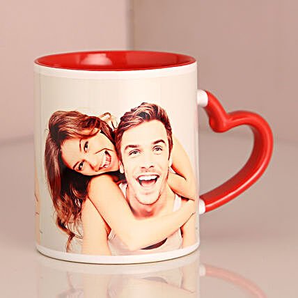 Valentine Red Heart Handle Mug:Wedding Personalised Gifts