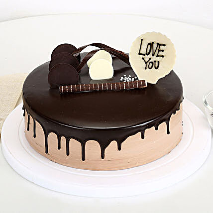 Online cream cake with love you topper:Chocolate Cake